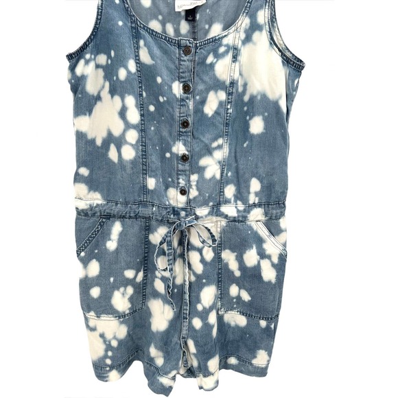 Universal Thread Custom Bleach Dye Chambray Denim Romper - Picture 3 of 4
